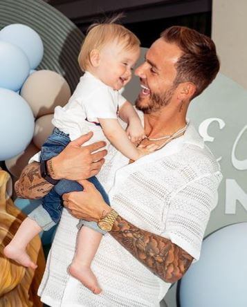 Kennedy Alexa boyfriend James Maddison with their son Leo.